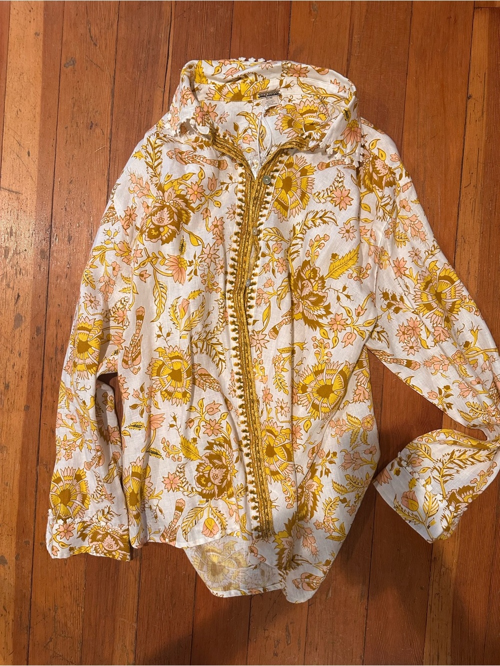 NWT magaschoni linen floral button up